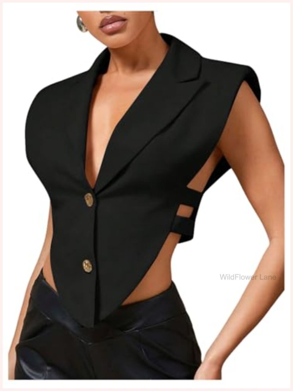 Floerns Cut Out Asymmetrical Hem Button Front Tank Top